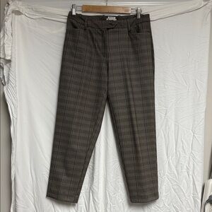 Calvin Klein Women's Checkered Ankle Pants - Brown/Black - Size 4